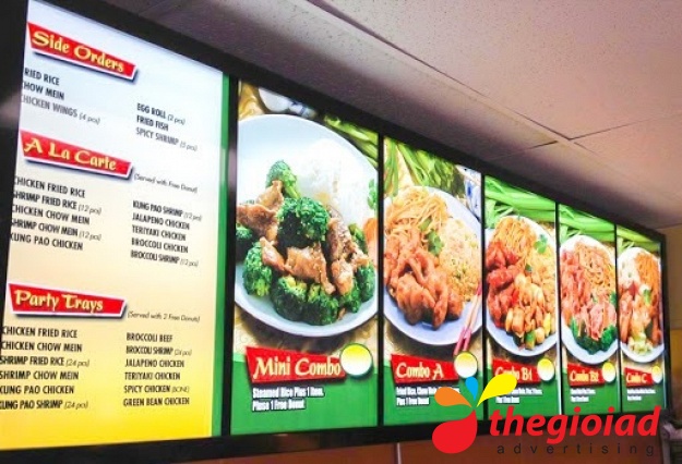 Mẫu hộp đèn menu cho quán ăn và đồ uống