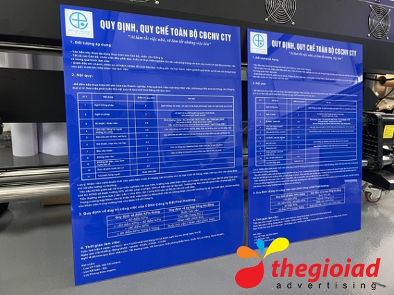 In UV Mica - Bảng quy định công ty
