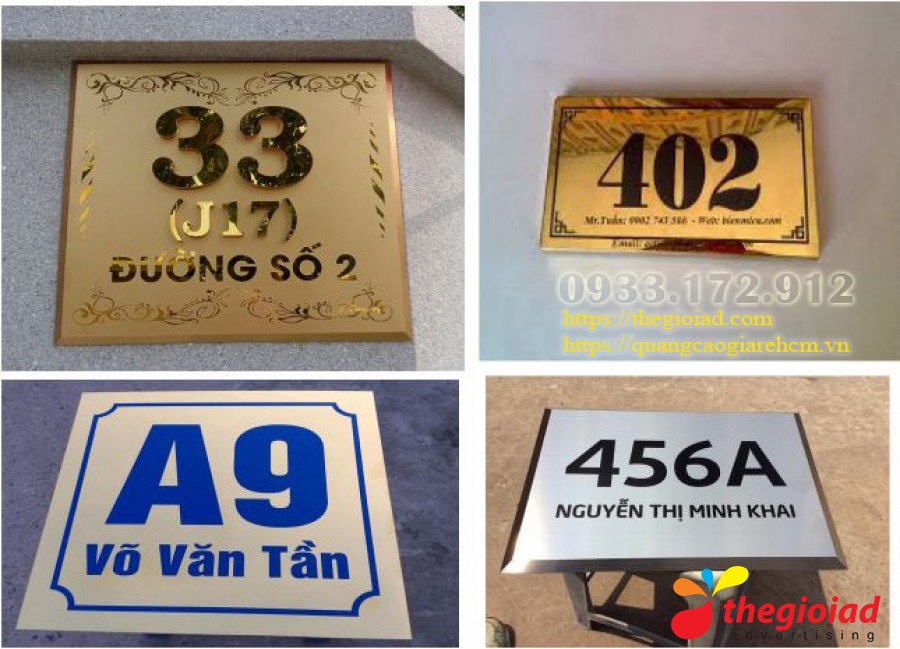 Mẫu bảng số nhà tham khảo từ thư viện Thế Giới AD