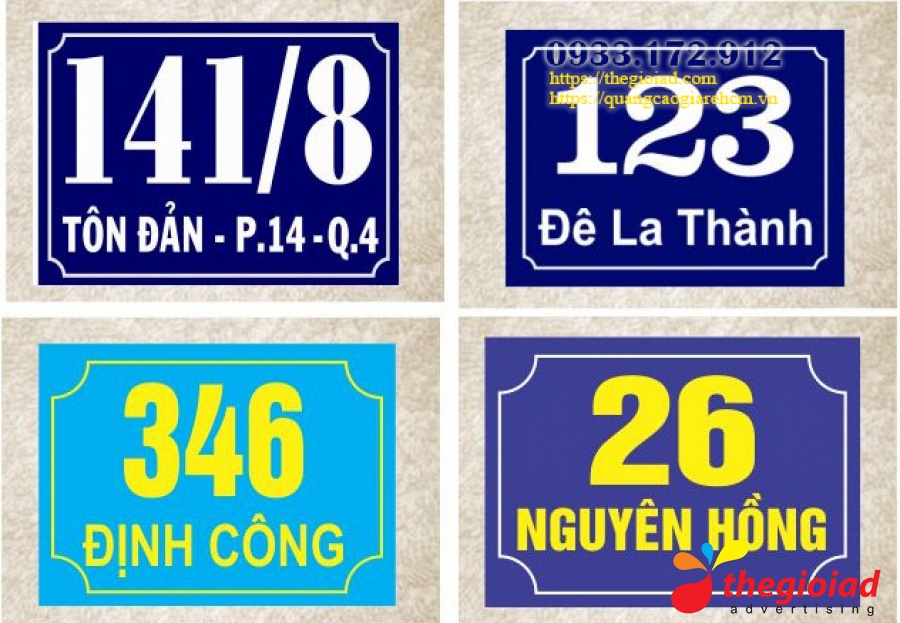 Mẫu bảng số nhà tham khảo từ thư viện Thế Giới AD