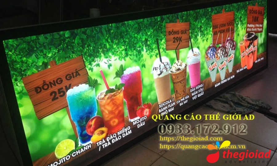 Hộp hình ngang với ảnh đồ uống và các thông tin món