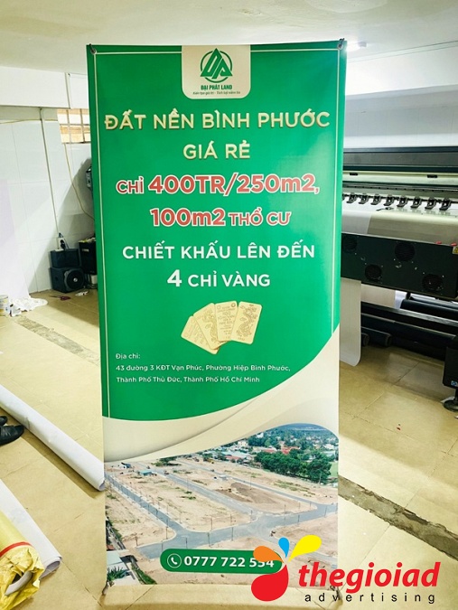 Standee chữ X thông tin dịch vụ nền xanh