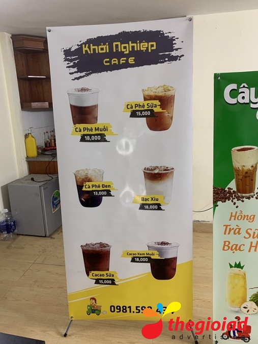 Standee chữ X giới thiệu cà phê