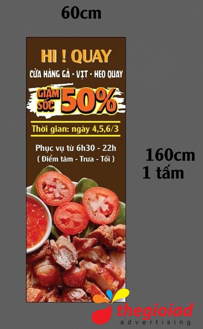 Mẫu thiết kế standee món ăn có số đo minh họa