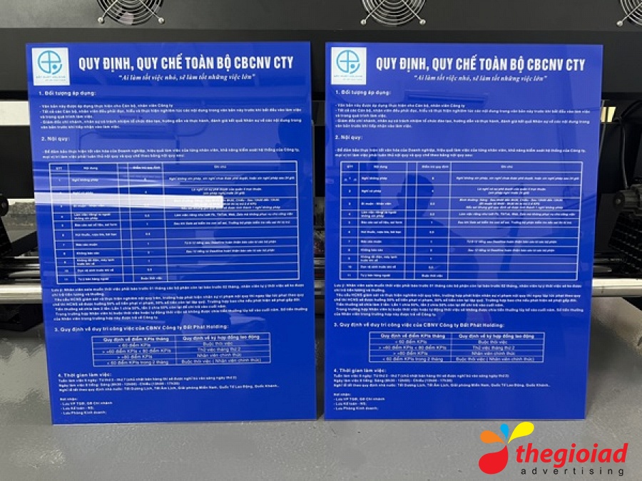 In UV Mica - Bảng quy định công ty – góc nhìn 5