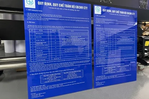 In UV Mica - Bảng quy định công ty
