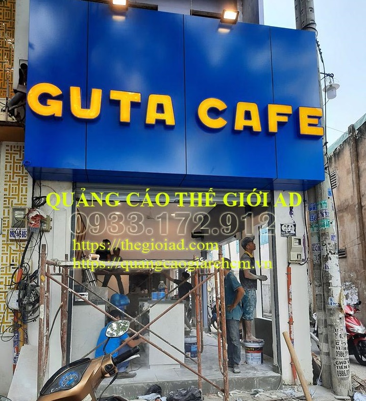 thi công bảng hiệu alu cafe guta