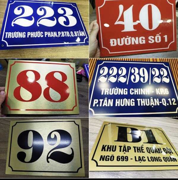 mẫu các loại bảng số nhà mica