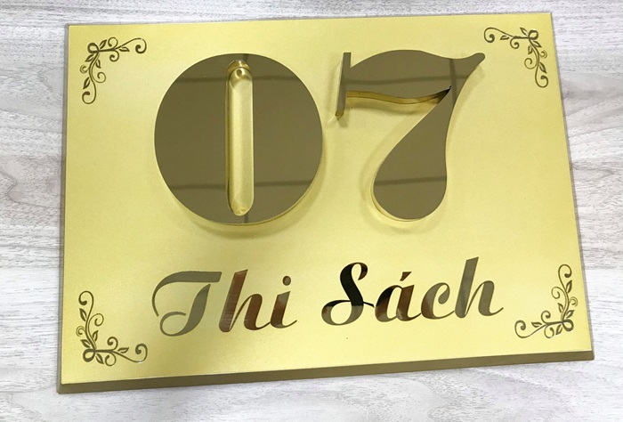 bảng số nhà inox vàng