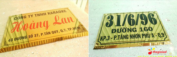 bảng inox ăn mòn vàng bóng