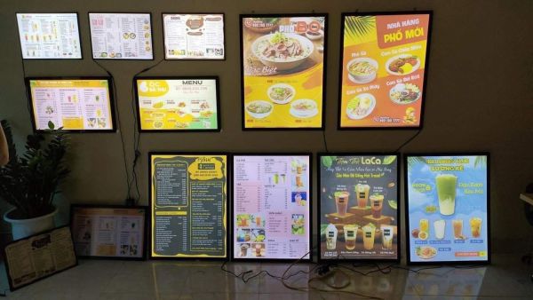 hộp đèn led siêu mỏng menu