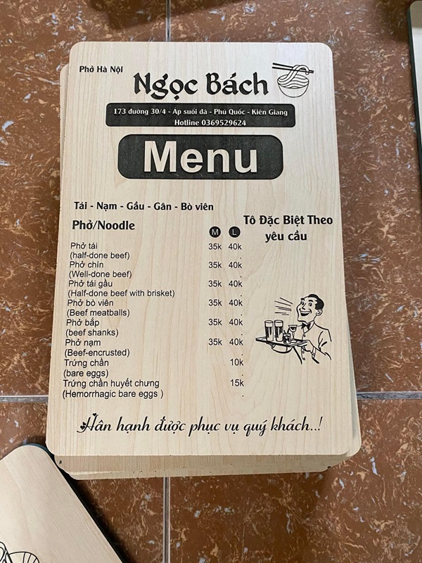 in menu bình chánh