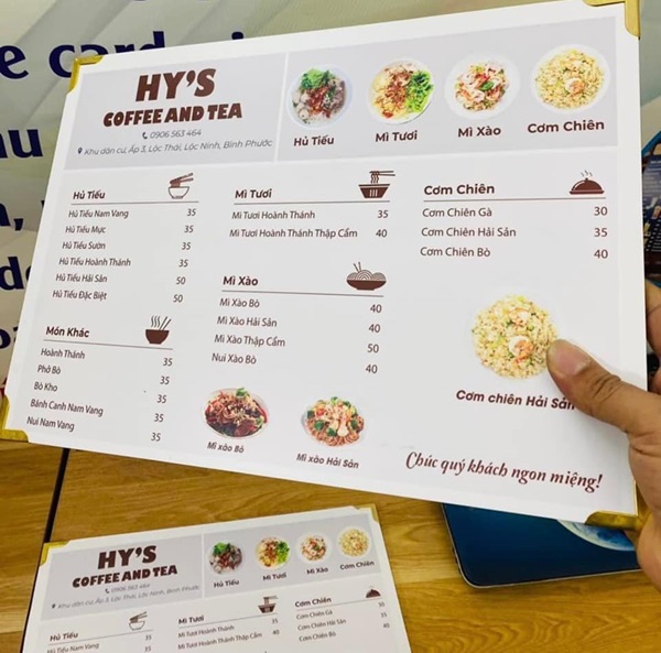in menu quán ăn