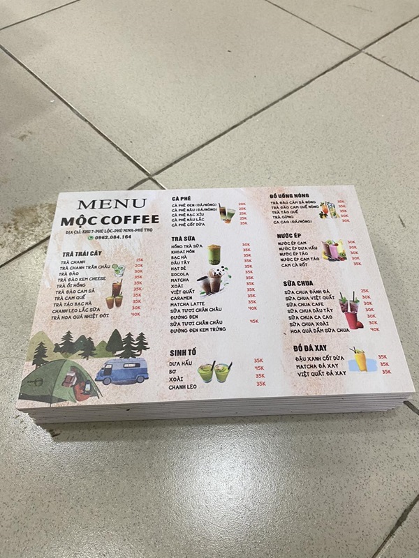 in menu cafe