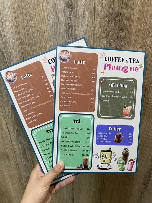 mẫu menu quán cafe