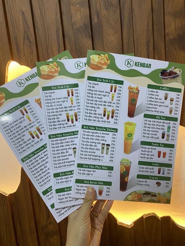menu trà trái cây