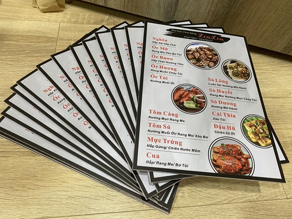 in menu quán ốc