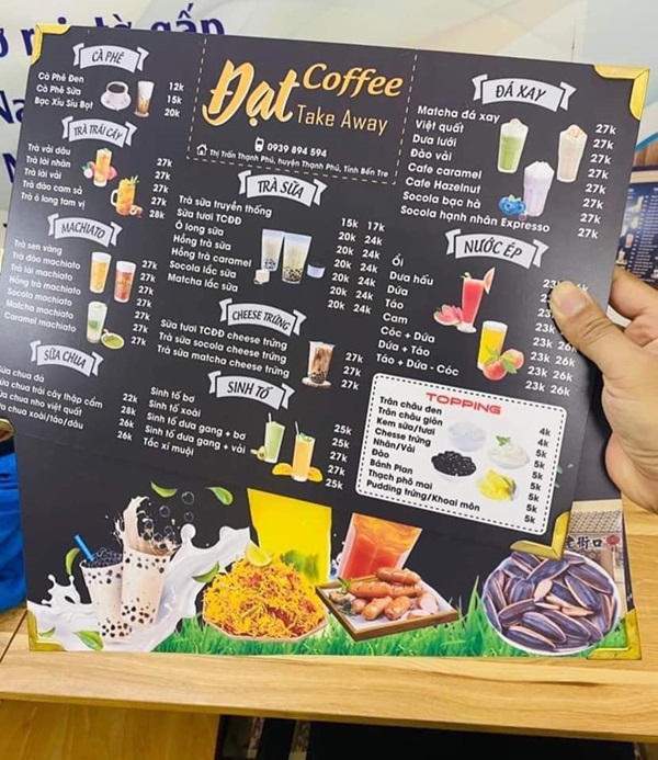 menu cafe