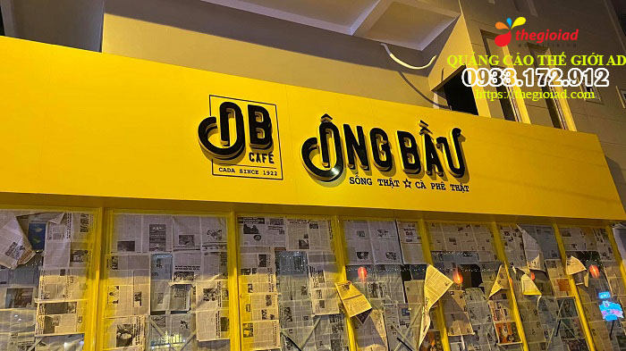 bảng hiệu alu cafe ông bầu