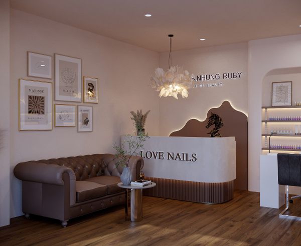 thi công cửa hàng spa, nail